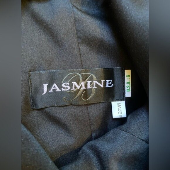 Jasmine Elegant Black Satin & Sequined Cap Sleeve Cocktail Formal Dress Size 6 - Picture 7 of 11